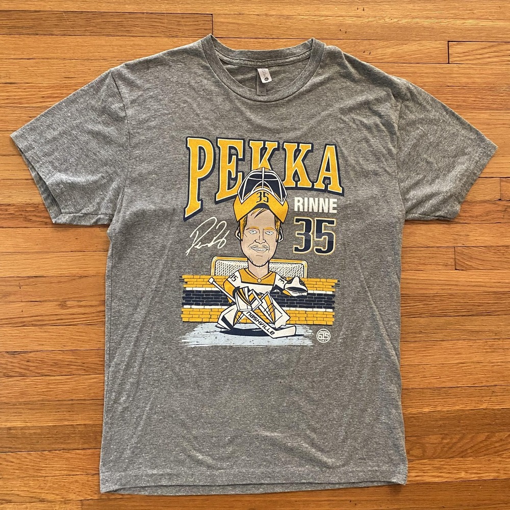 Nashville Predators Shirt Mens Medium Gray NHL Hockey Pekka Rinne 35 Goalie Tee